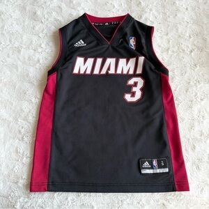 Miami Heat Jersey Boys Small Black Dwyane Wade #3 Adidas Basketball NBA Away
